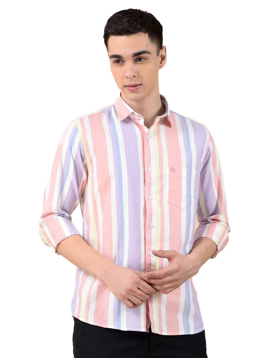 Casual Shirt for Men | Breathable & Soft with Color Fastness Slim Cotton Fabric Striped Pattern - Image 2