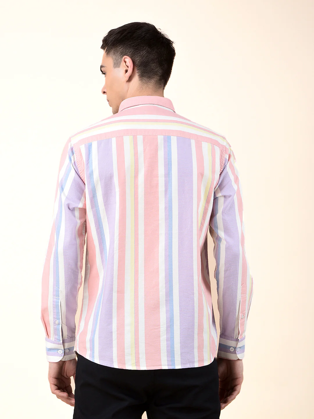 Casual Shirt for Men | Breathable & Soft with Color Fastness Slim Cotton Fabric Striped Pattern - Image 4