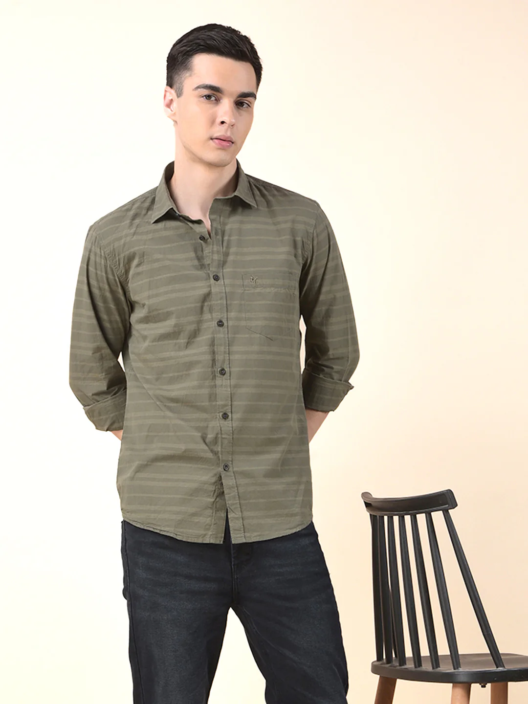 Casual Shirt for Men | Breathable & Soft with Color Fastness Slim Cotton Fabric Striped Pattern - Image 10
