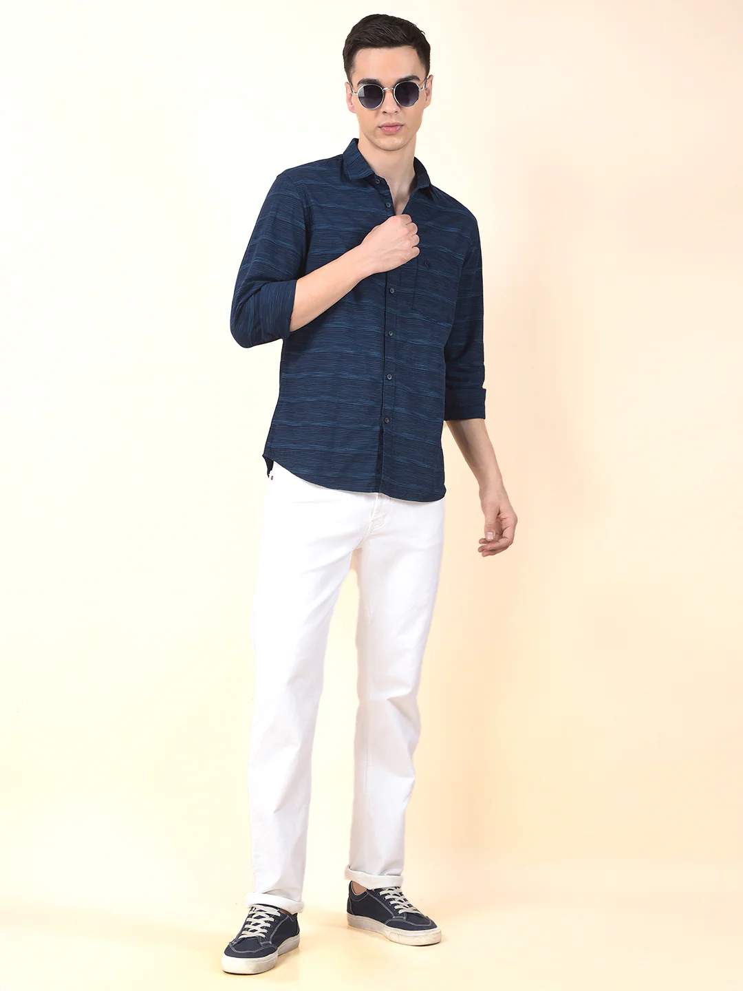 Casual Shirt for Men | Breathable & Soft with Color Fastness Slim Cotton Fabric Striped Pattern - Image 10