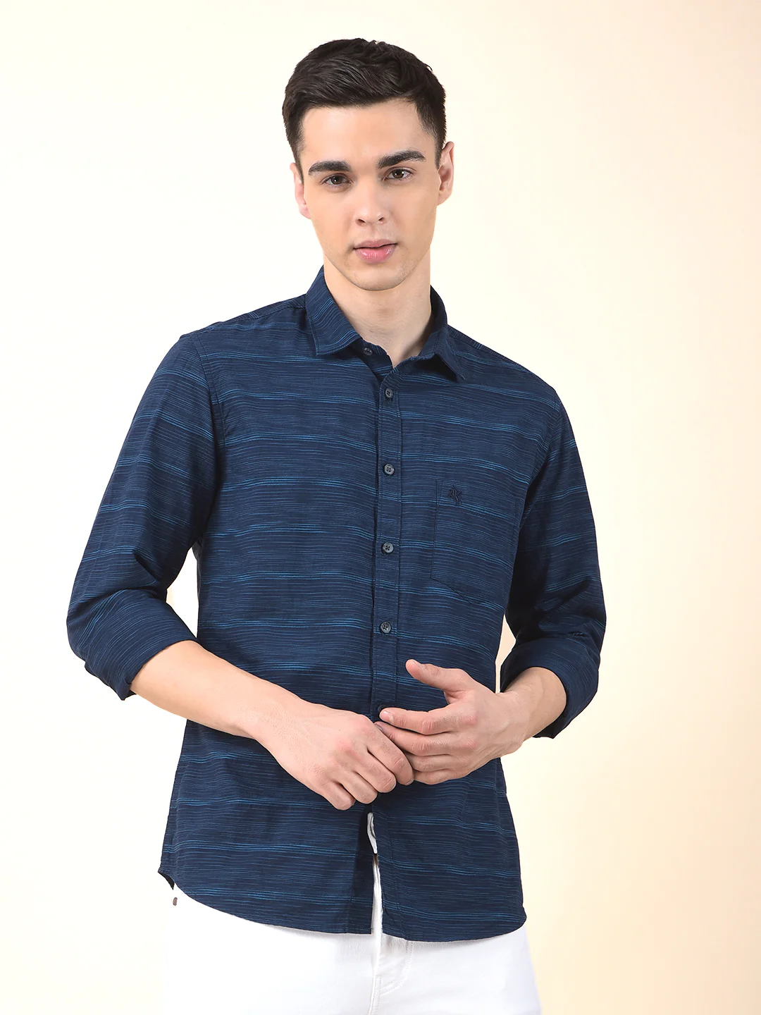 Casual Shirt for Men | Breathable & Soft with Color Fastness Slim Cotton Fabric Striped Pattern - Image 3