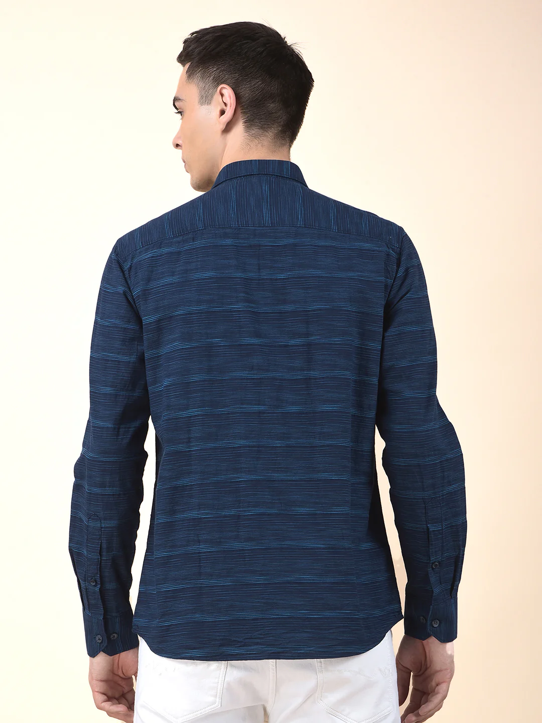 Casual Shirt for Men | Breathable & Soft with Color Fastness Slim Cotton Fabric Striped Pattern - Image 4