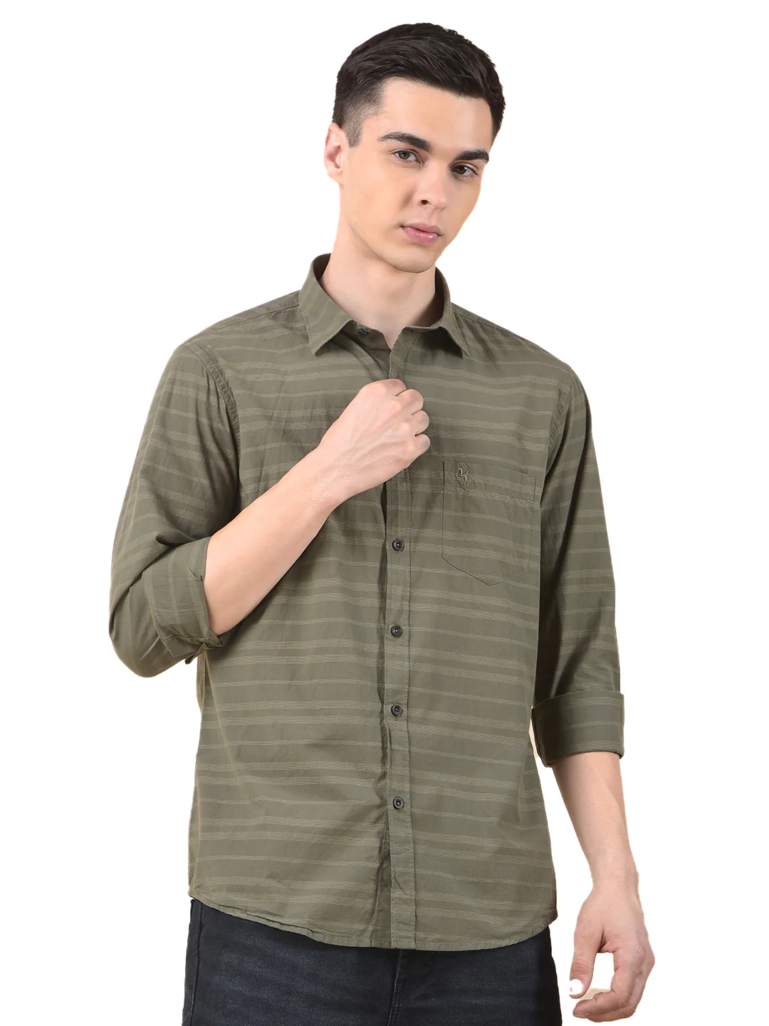 Casual Shirt for Men | Breathable & Soft with Color Fastness Slim Cotton Fabric Striped Pattern - Image 2