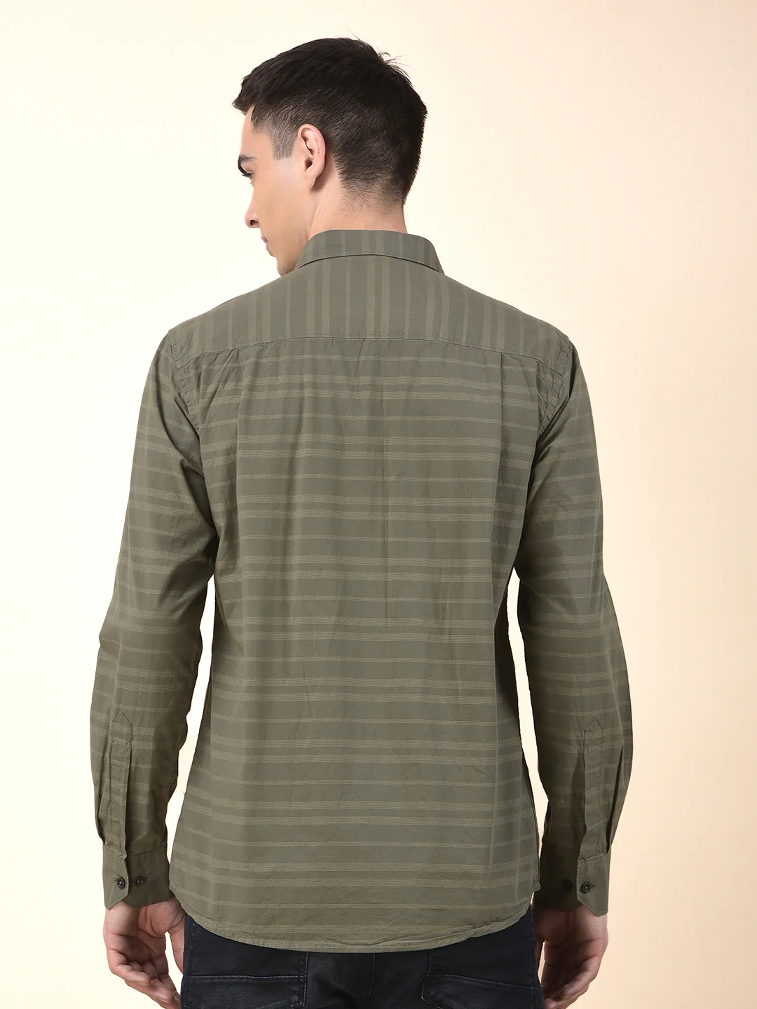 Casual Shirt for Men | Breathable & Soft with Color Fastness Slim Cotton Fabric Striped Pattern - Image 4