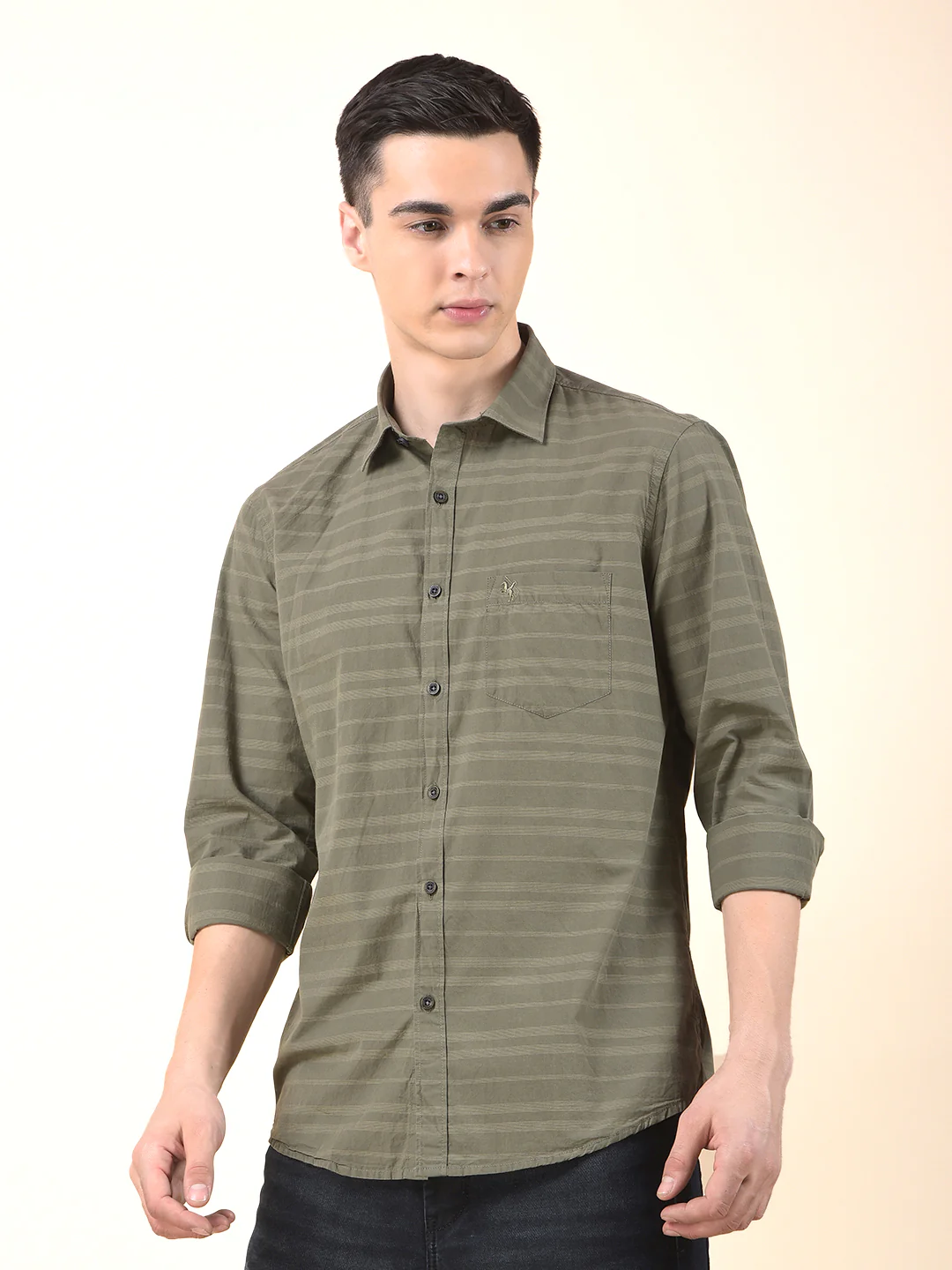 Casual Shirt for Men | Breathable & Soft with Color Fastness Slim Cotton Fabric Striped Pattern - Image 5
