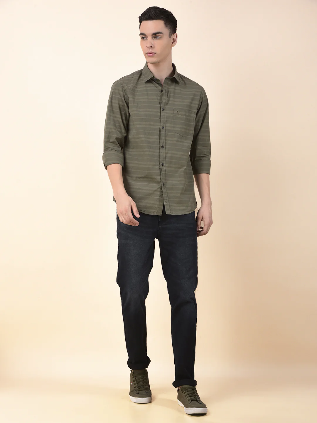 Casual Shirt for Men | Breathable & Soft with Color Fastness Slim Cotton Fabric Striped Pattern - Image 8