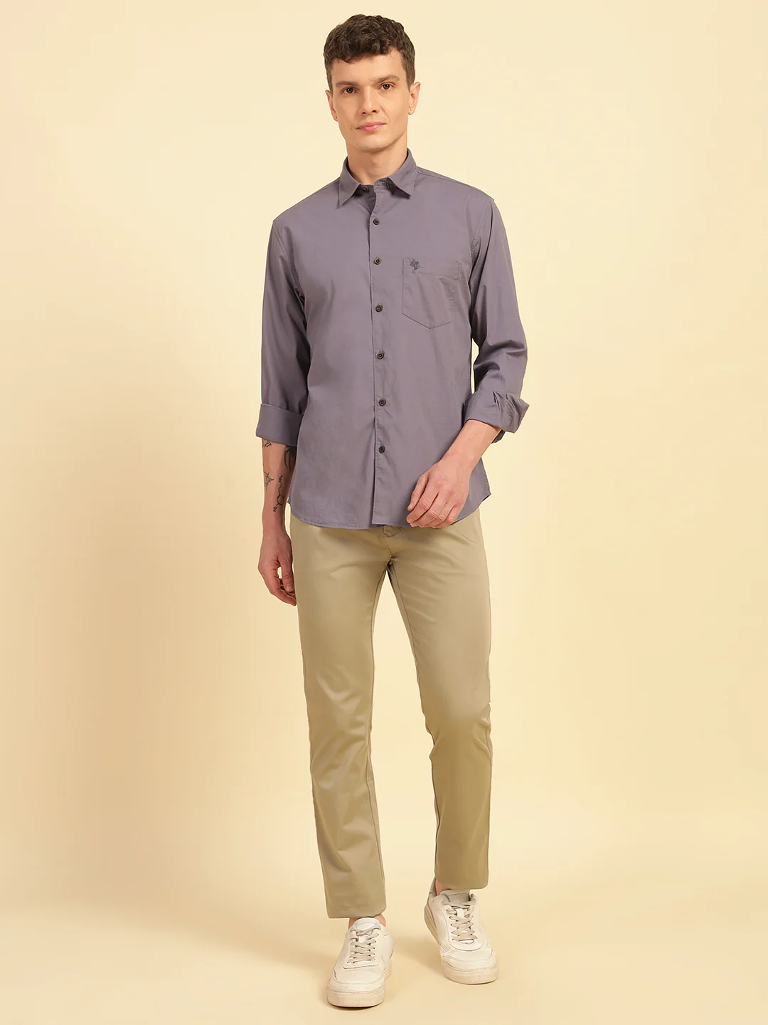 Casual Shirt for Men | Breathable & Soft with Color Fastness Slim Fit Cotton Blend Fabric Solid Pattern - Image 6