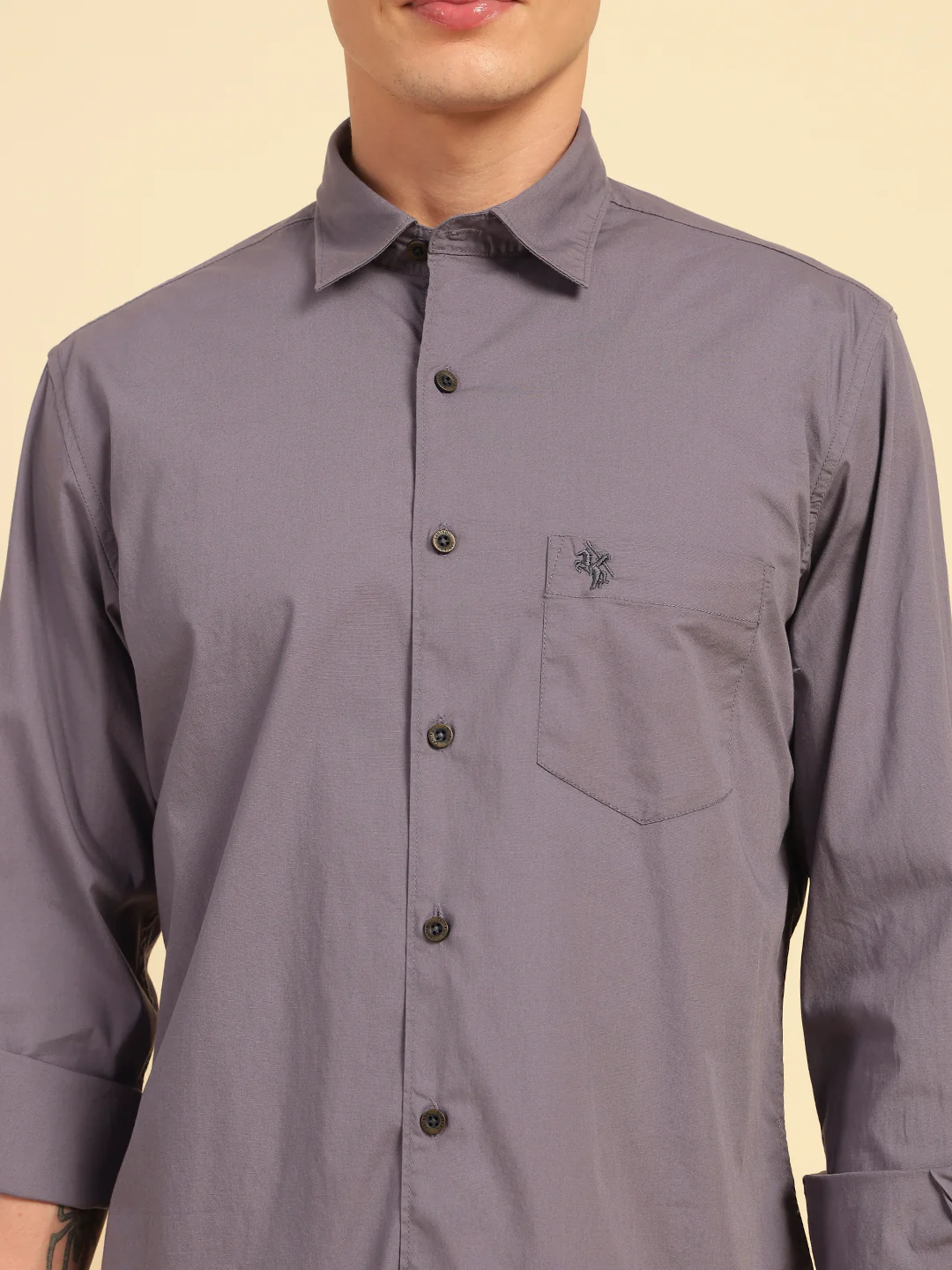 Casual Shirt for Men | Breathable & Soft with Color Fastness Slim Fit Cotton Blend Fabric Solid Pattern - Image 9
