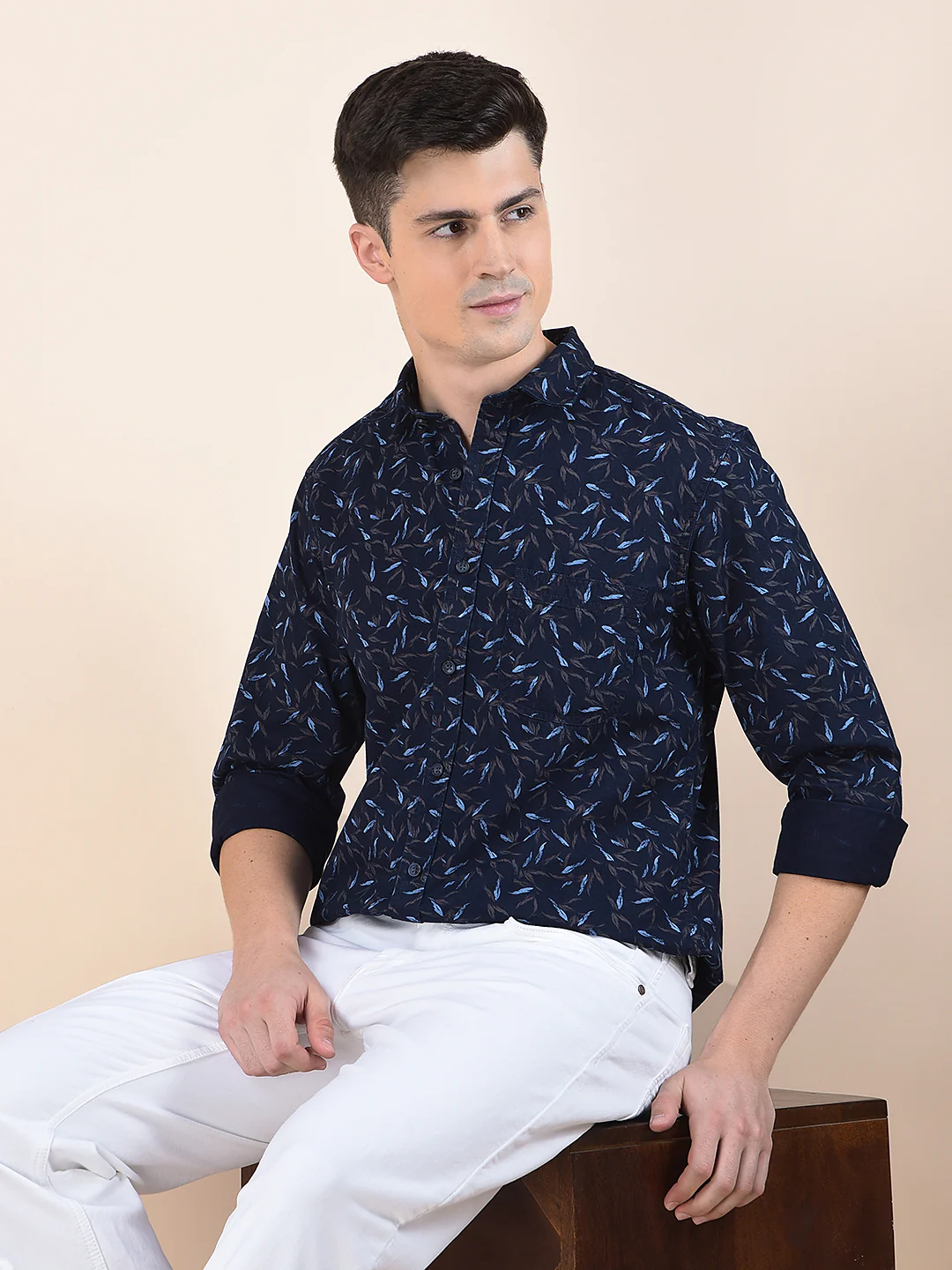Casual Shirt for Men | Breathable & Soft with Color Fastness Slim Fit Cotton Fabric Printed Pattern - Image 11