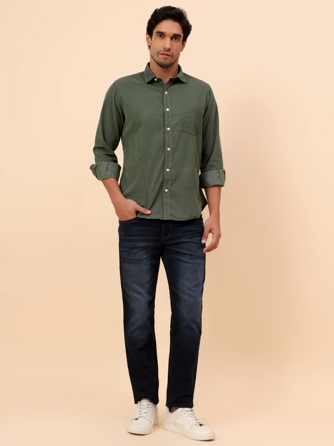 Casual Shirt for Men | Breathable & Soft with Color Fastness Slim Fit Cotton Fabric Self Design Pattern