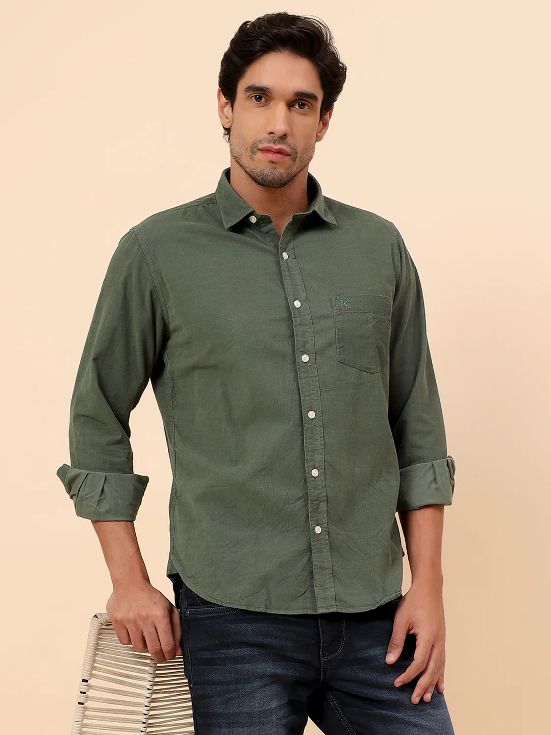 Casual Shirt for Men | Breathable & Soft with Color Fastness Slim Fit Cotton Fabric Self Design Pattern - Image 2