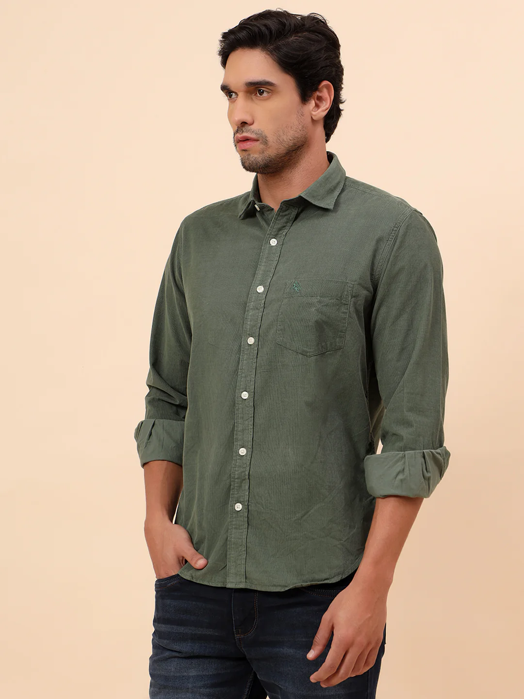 Casual Shirt for Men | Breathable & Soft with Color Fastness Slim Fit Cotton Fabric Self Design Pattern - Image 4
