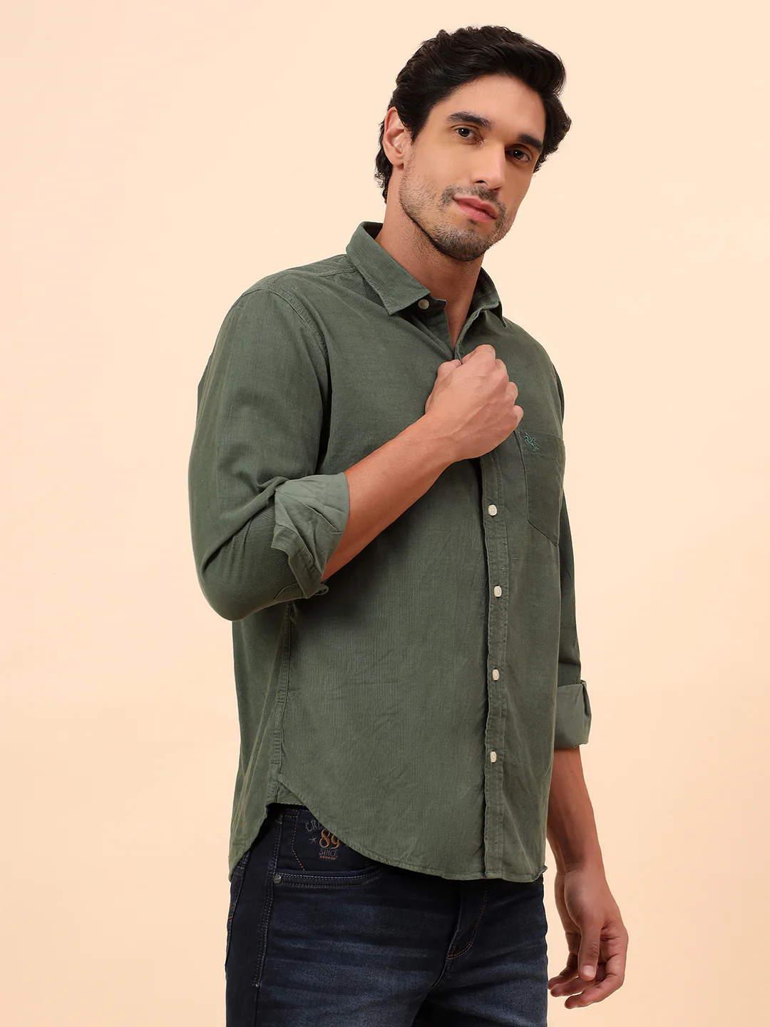 Casual Shirt for Men | Breathable & Soft with Color Fastness Slim Fit Cotton Fabric Self Design Pattern - Image 5