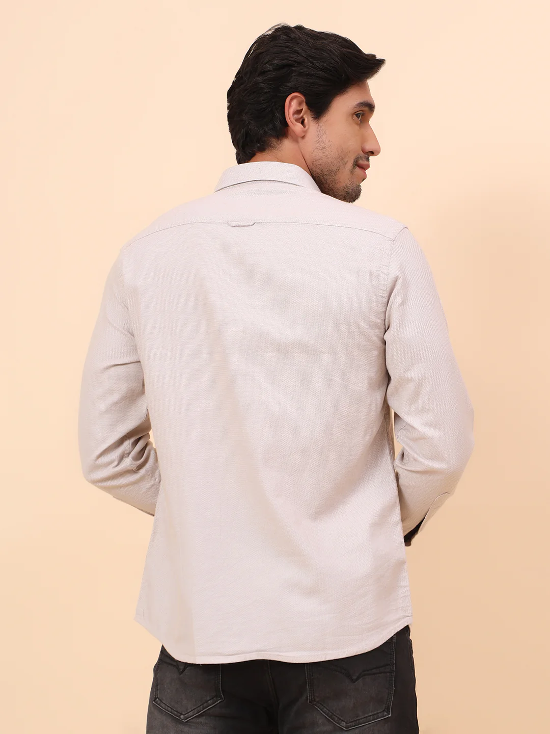 Casual Shirt for Men | Breathable & Soft with Color Fastness Slim Fit Cotton Fabric Self Design Pattern - Image 6