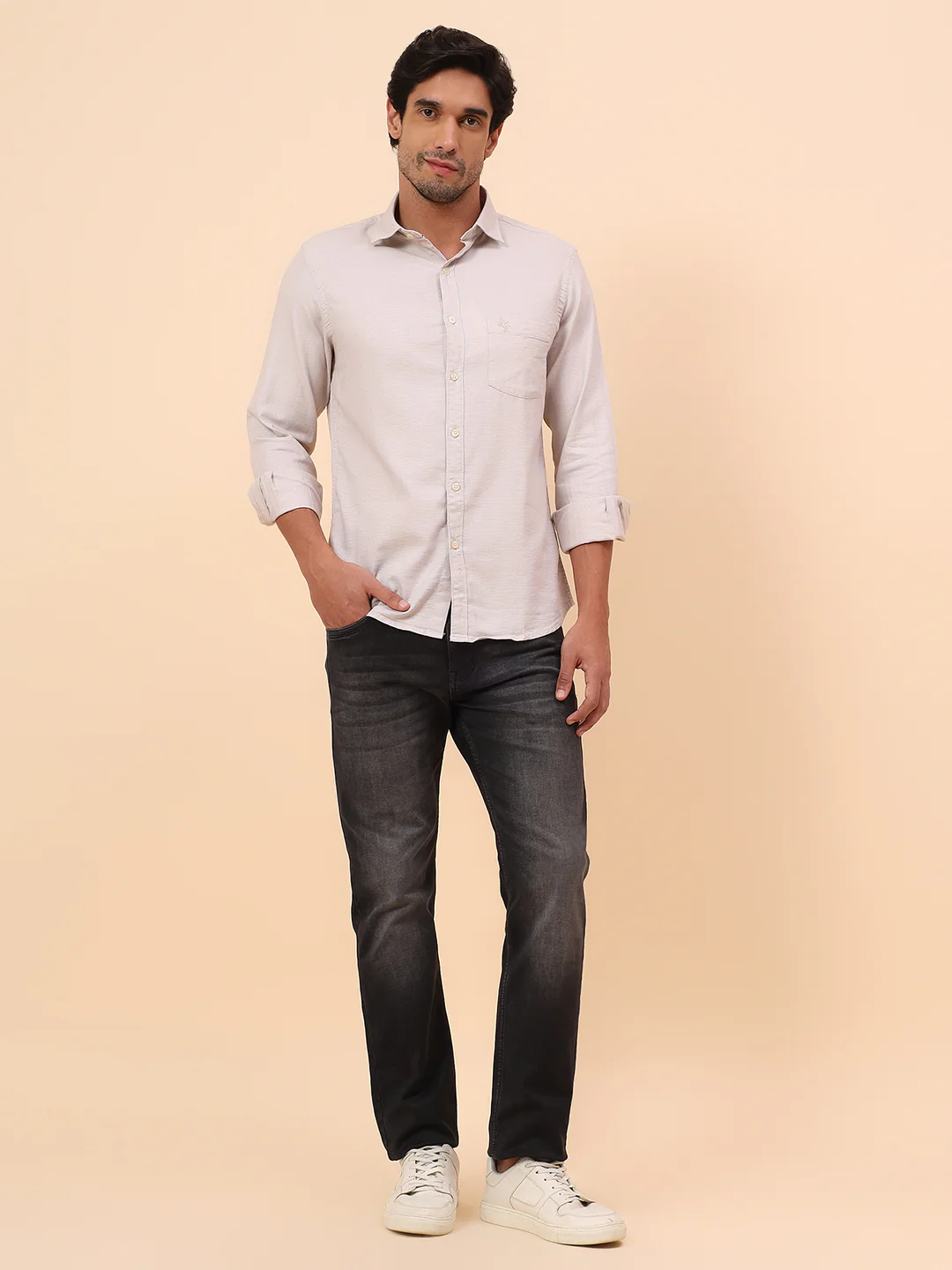 Casual Shirt for Men | Breathable & Soft with Color Fastness Slim Fit Cotton Fabric Self Design Pattern - Image 8