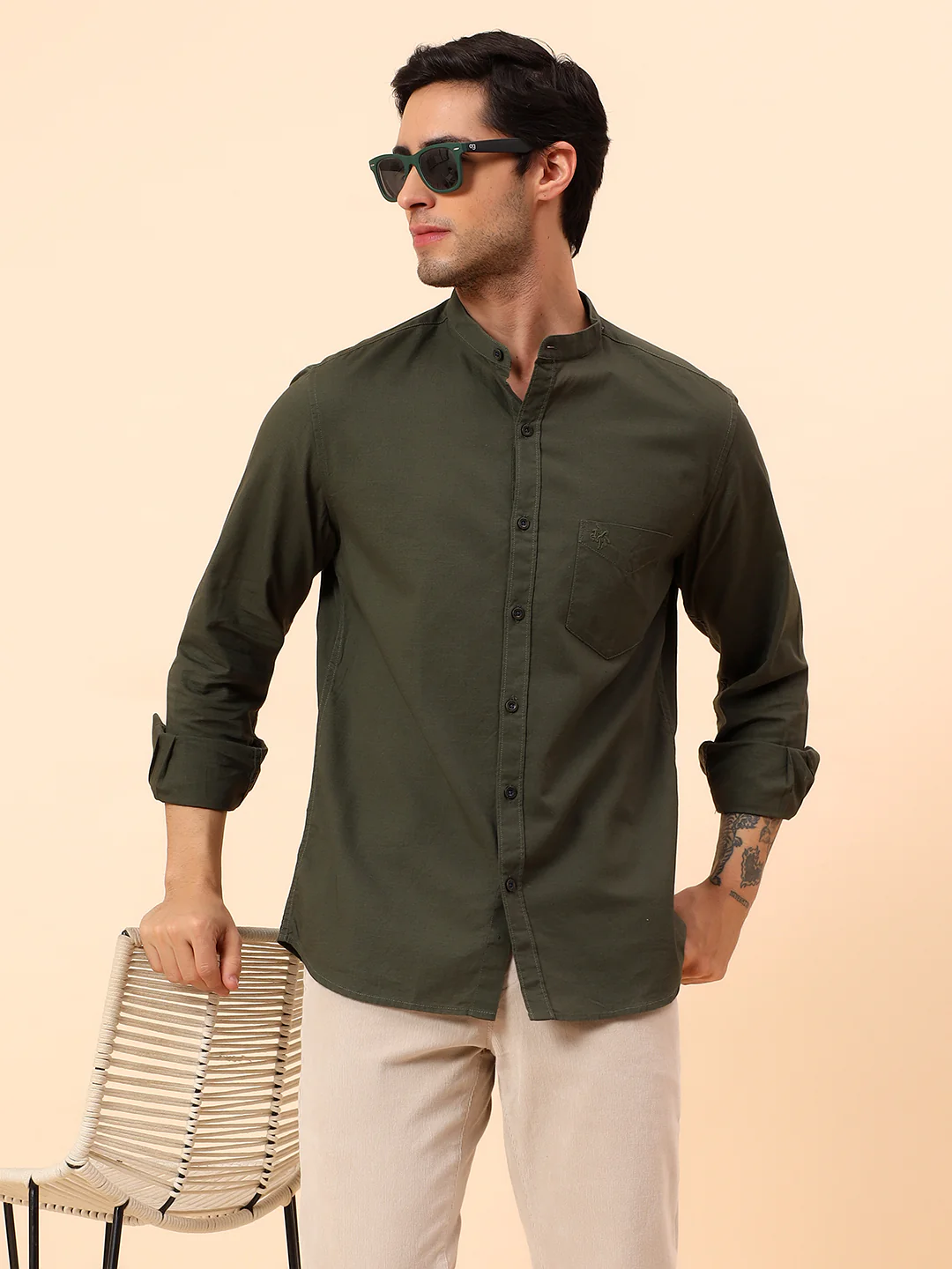 Casual Shirt for Men | Breathable & Soft with Color Fastness Slim Fit Cotton Fabric Solid Pattern - Image 2