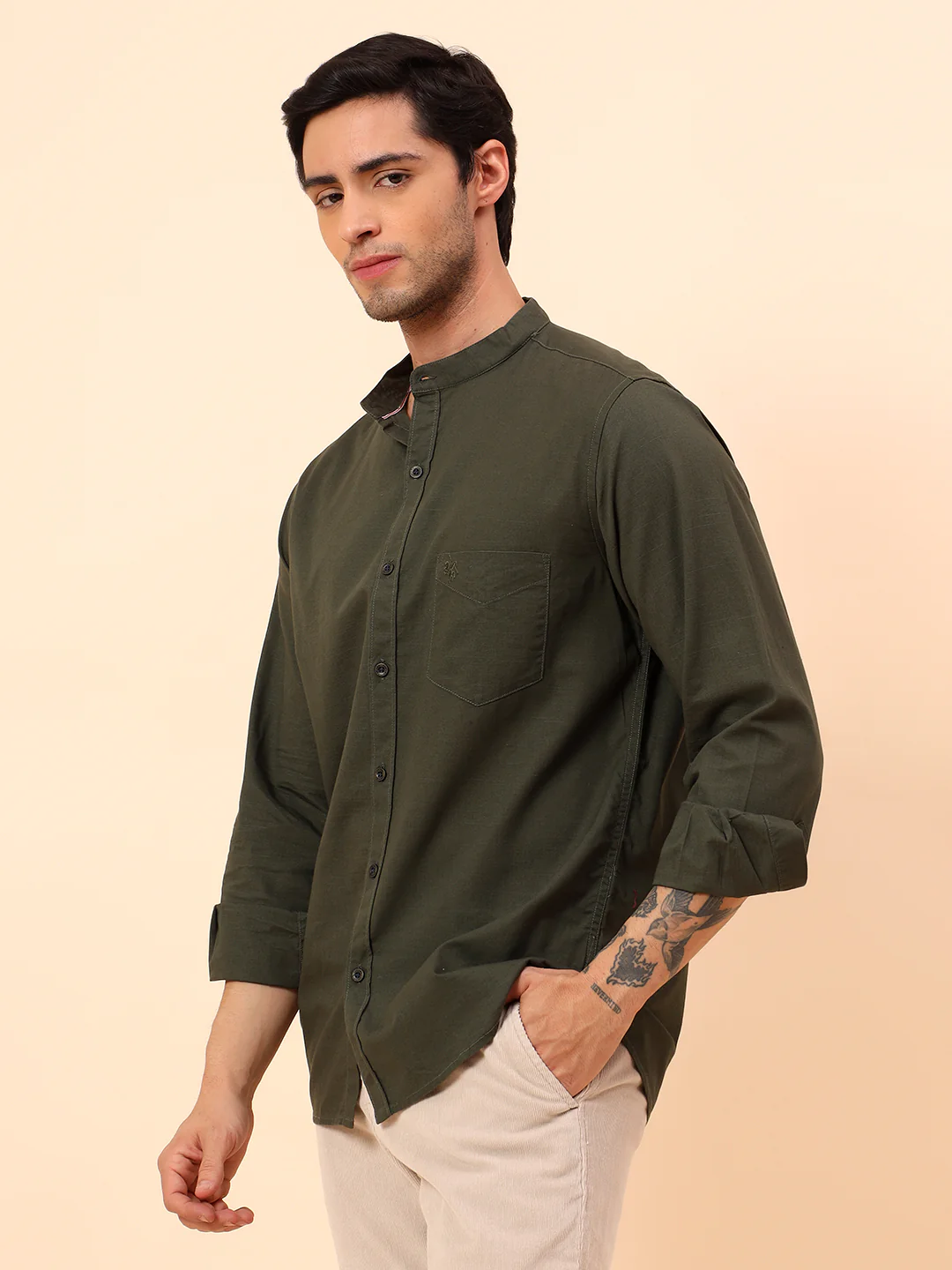Casual Shirt for Men | Breathable & Soft with Color Fastness Slim Fit Cotton Fabric Solid Pattern - Image 4
