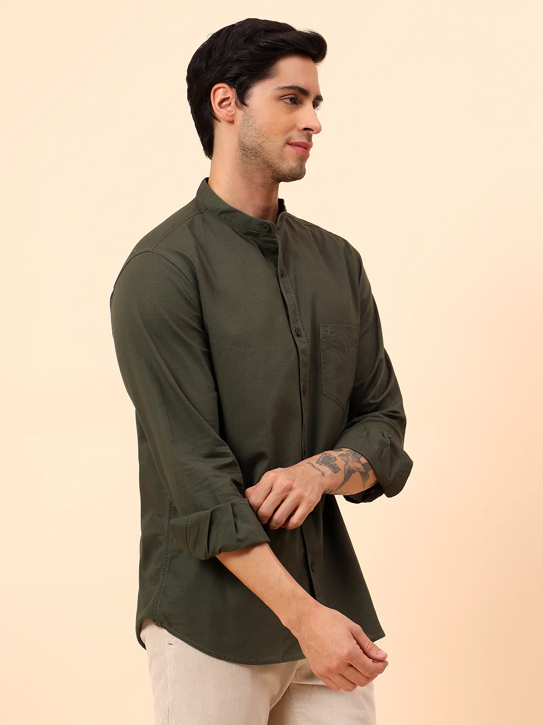 Casual Shirt for Men | Breathable & Soft with Color Fastness Slim Fit Cotton Fabric Solid Pattern - Image 5