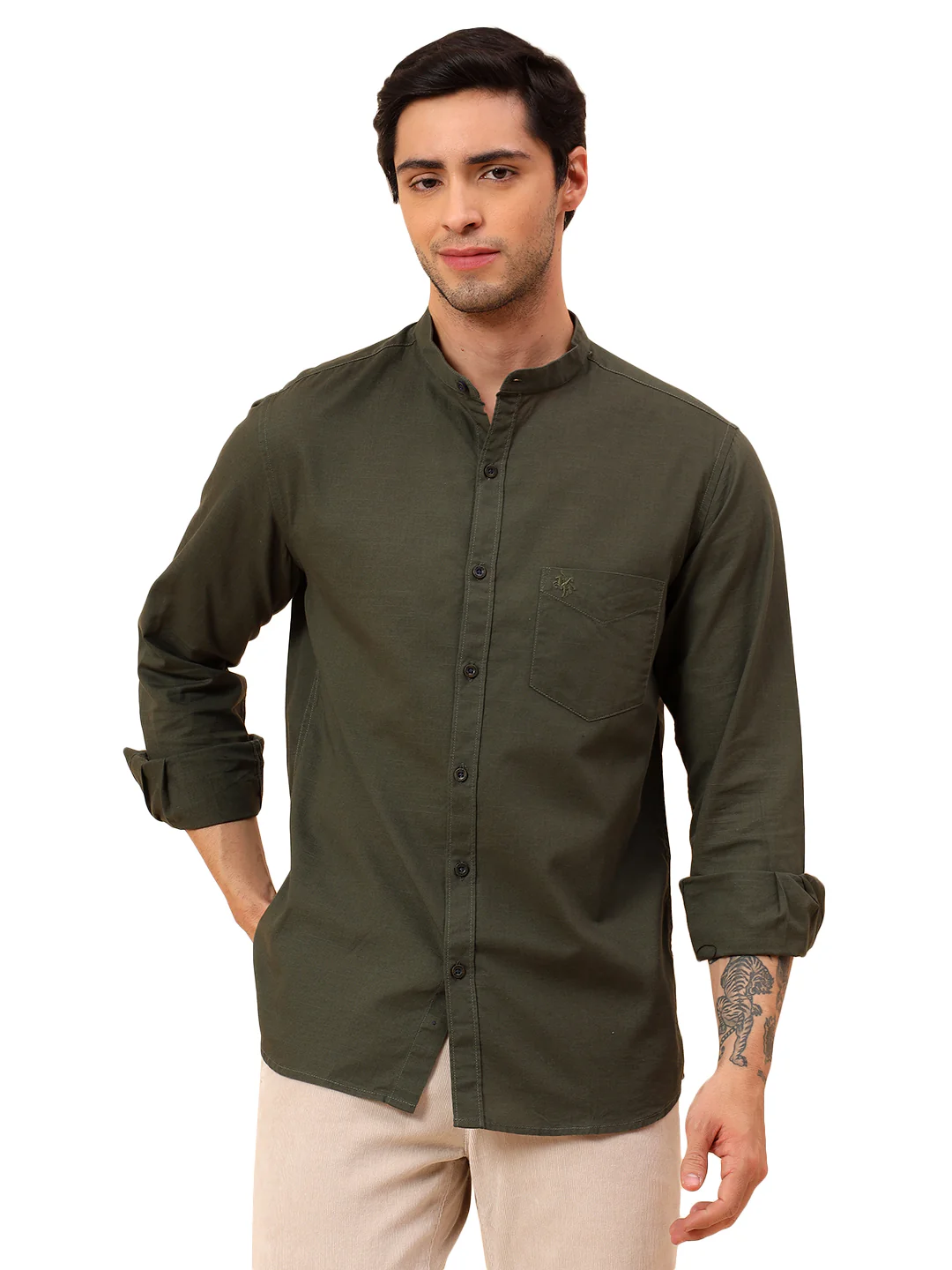 Casual Shirt for Men | Breathable & Soft with Color Fastness Slim Fit Cotton Fabric Solid Pattern - Image 9