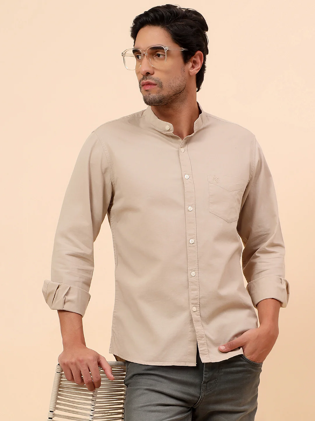 Casual Shirt for Men | Breathable & Soft with Color Fastness Slim Fit Cotton Fabric Solid Pattern - Image 2