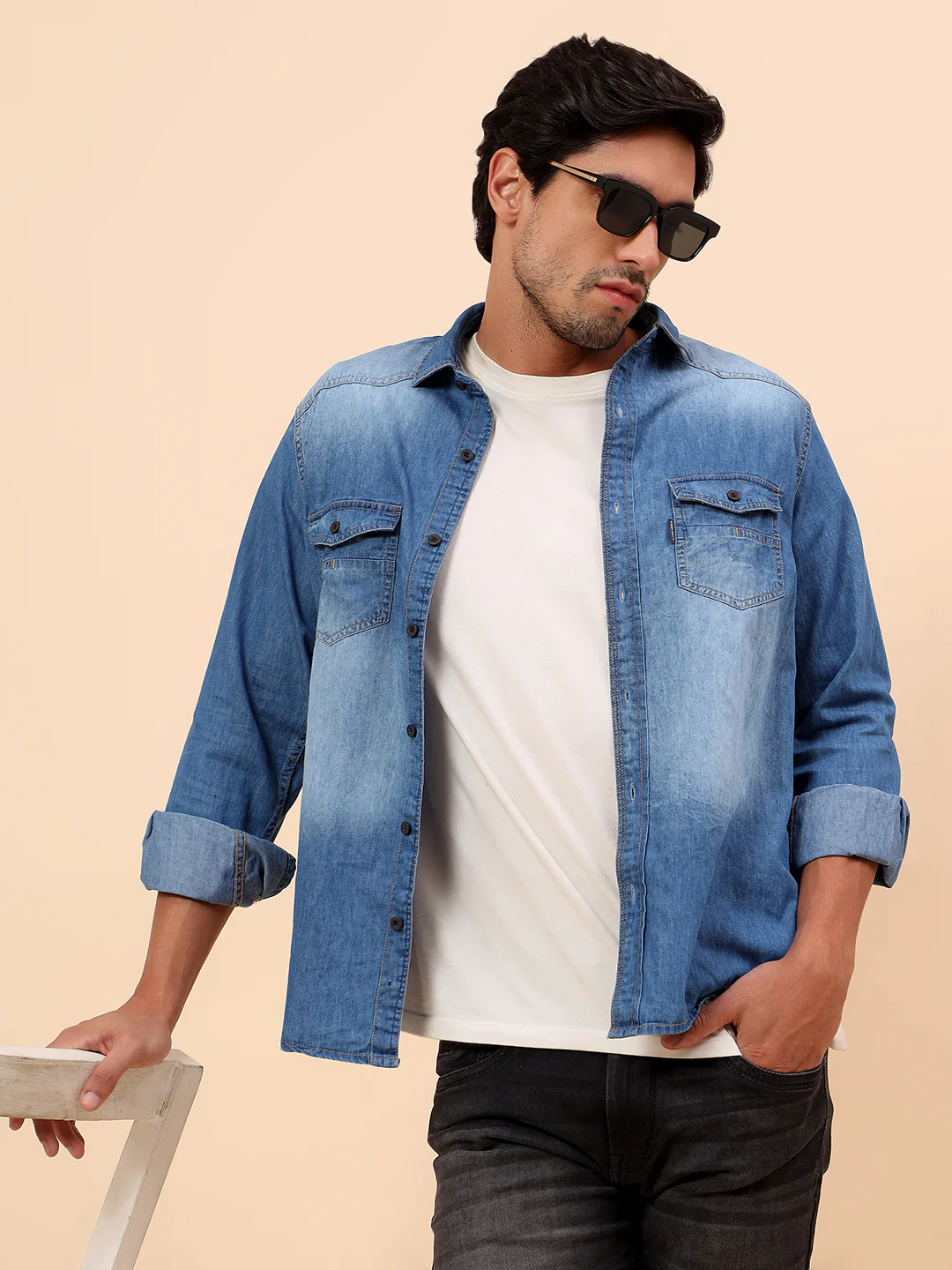 Casual Shirt for Men | Breathable & Soft with Color Fastness Slim Fit Cotton Fabric Solid Pattern - Image 2