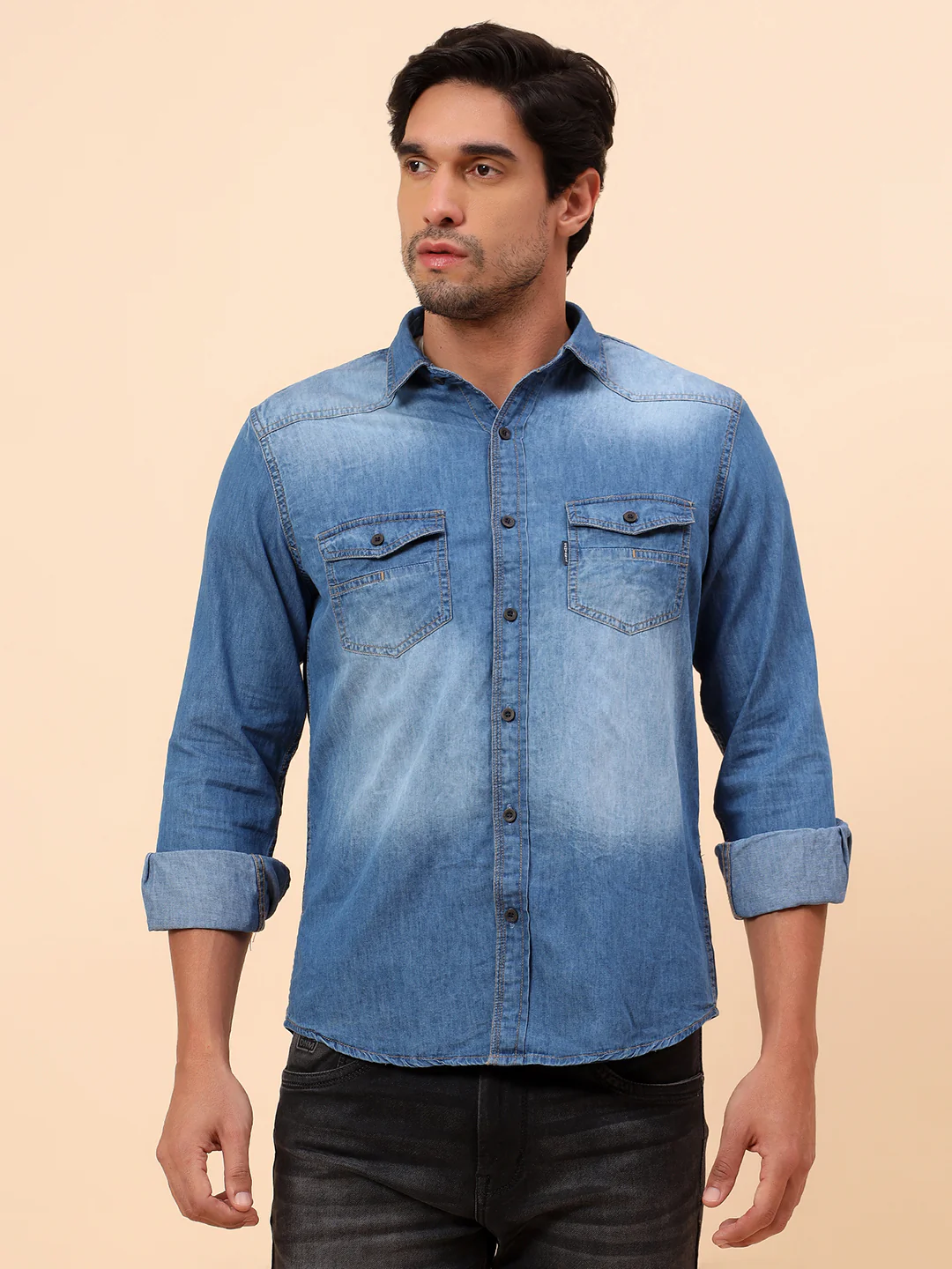 Casual Shirt for Men | Breathable & Soft with Color Fastness Slim Fit Cotton Fabric Solid Pattern - Image 3