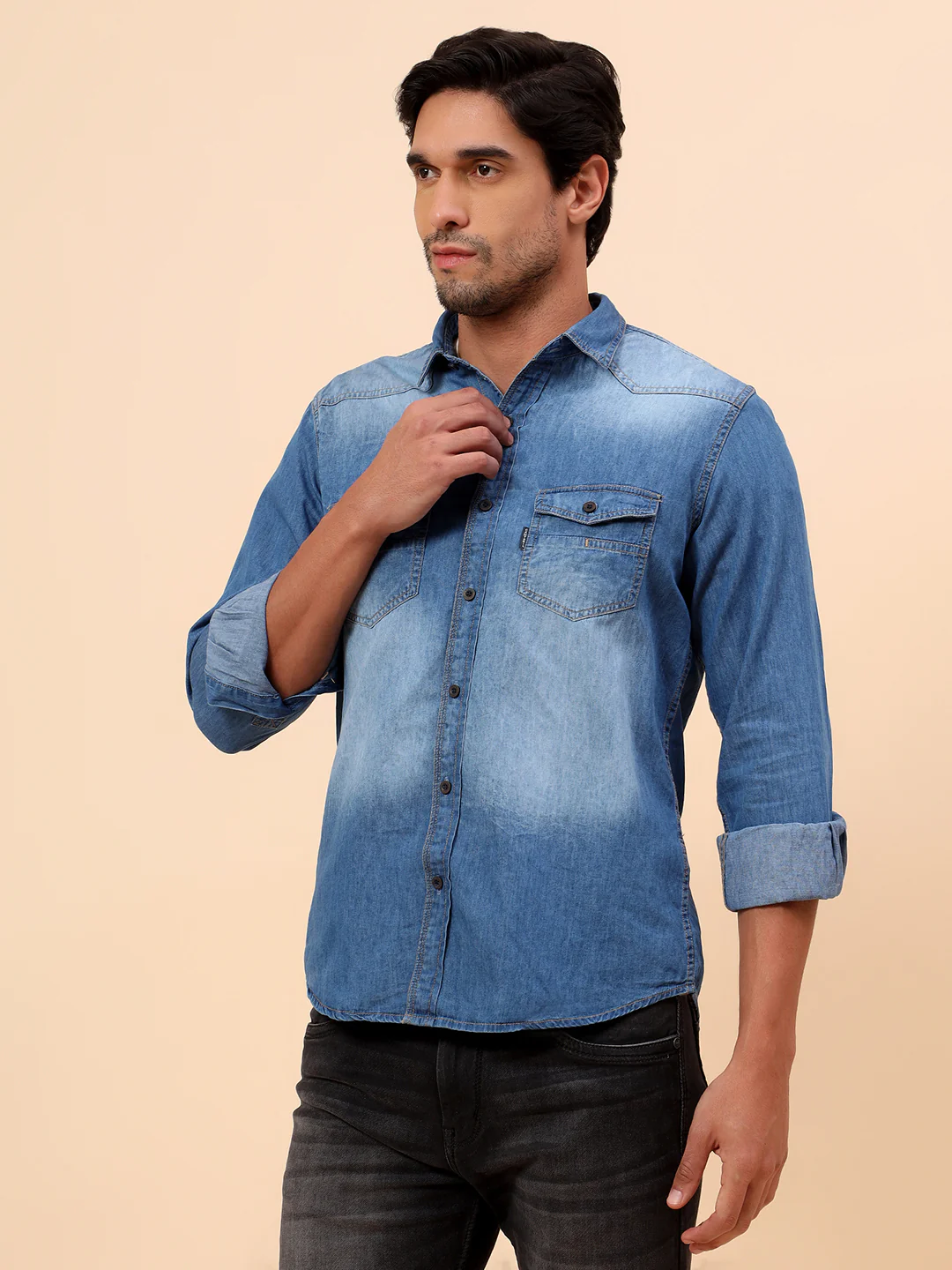 Casual Shirt for Men | Breathable & Soft with Color Fastness Slim Fit Cotton Fabric Solid Pattern - Image 4