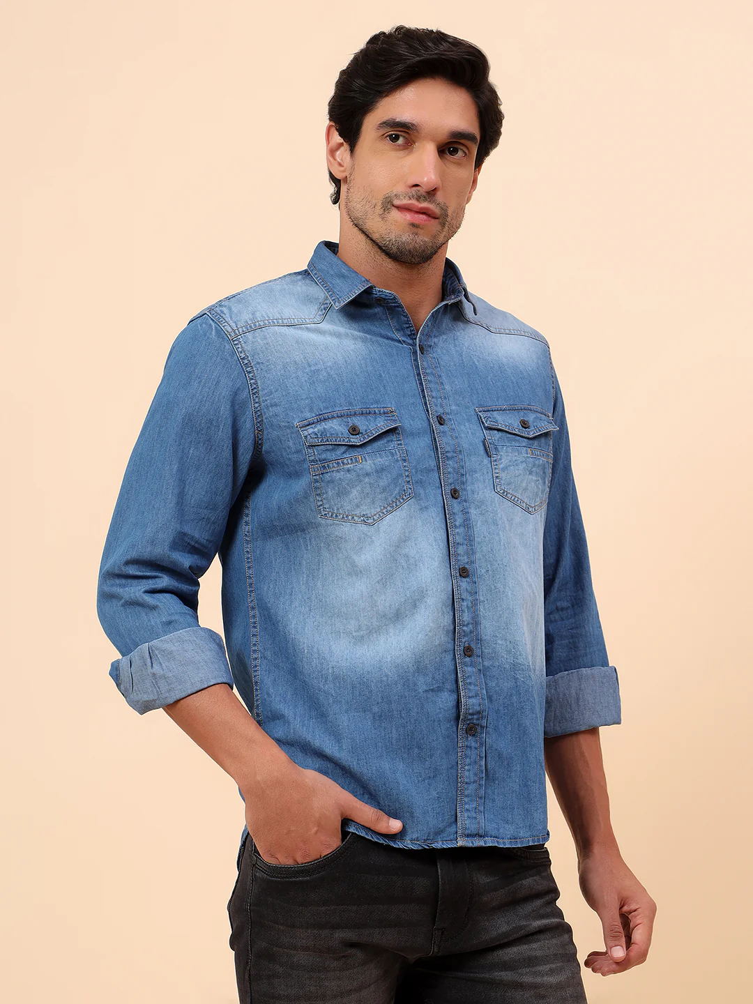 Casual Shirt for Men | Breathable & Soft with Color Fastness Slim Fit Cotton Fabric Solid Pattern - Image 5