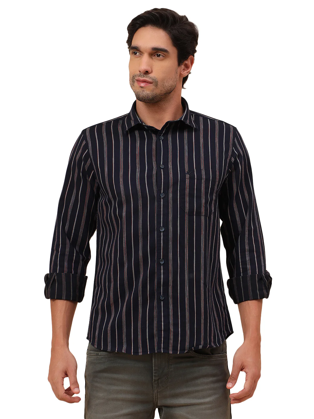 Casual Shirt for Men | Breathable & Soft with Color Fastness Slim Fit Cotton Fabric Striped Pattern - Image 9