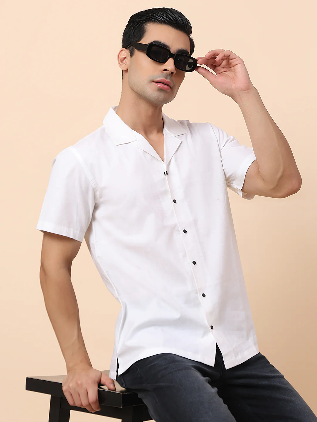 Casual Shirt for Men | Breathable & Soft with Color Fastness Slim Fit Spread Collar Cotton Blend Fabric Self Design Pattern - Image 2