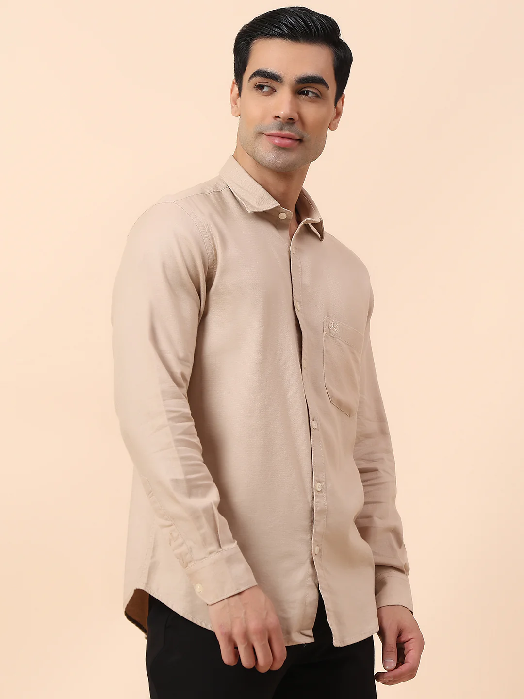 Casual Shirt for Men | Breathable & Soft with Color Fastness Slim Fit Spread Collar Cotton Blend Fabric Self Design Pattern - Image 5