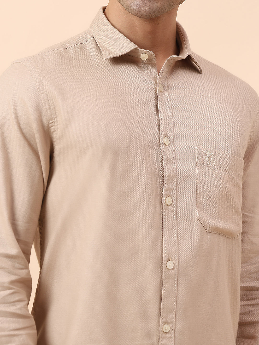 Casual Shirt for Men | Breathable & Soft with Color Fastness Slim Fit Spread Collar Cotton Blend Fabric Self Design Pattern - Image 7