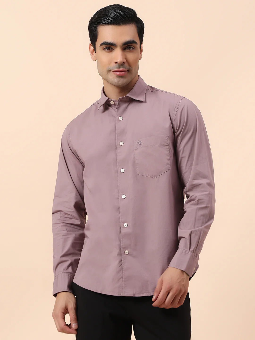 Casual Shirt for Men | Breathable & Soft with Color Fastness Slim Fit Spread Collar Cotton Blend Fabric Solid Pattern - Image 3
