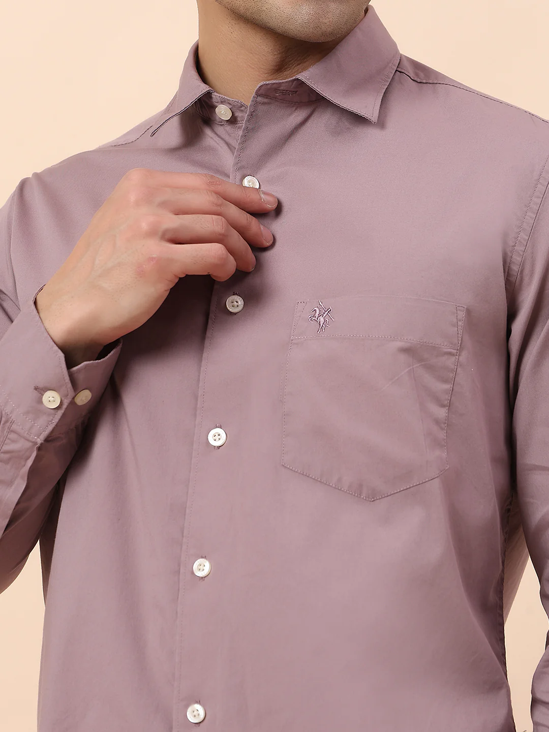 Casual Shirt for Men | Breathable & Soft with Color Fastness Slim Fit Spread Collar Cotton Blend Fabric Solid Pattern - Image 7