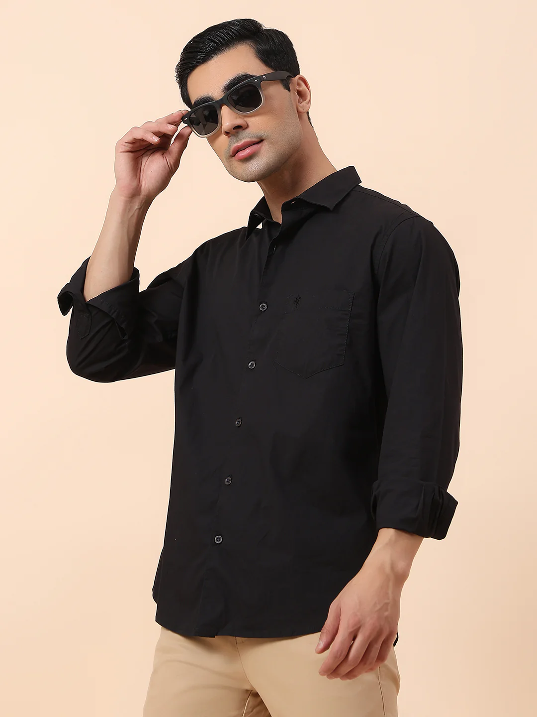 Casual Shirt for Men | Breathable & Soft with Color Fastness Slim Fit Spread Collar Cotton Blend Fabric Solid Pattern - Image 2