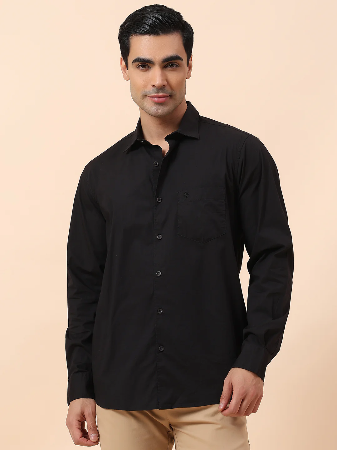 Casual Shirt for Men | Breathable & Soft with Color Fastness Slim Fit Spread Collar Cotton Blend Fabric Solid Pattern - Image 3