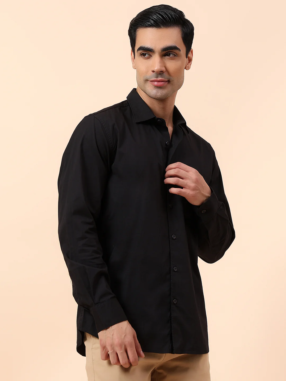 Casual Shirt for Men | Breathable & Soft with Color Fastness Slim Fit Spread Collar Cotton Blend Fabric Solid Pattern - Image 5