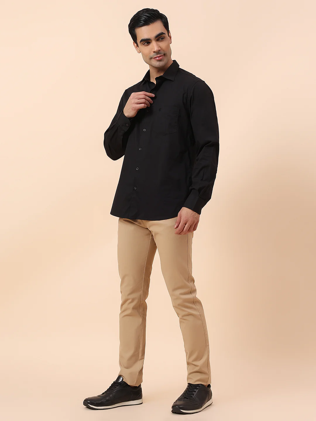 Casual Shirt for Men | Breathable & Soft with Color Fastness Slim Fit Spread Collar Cotton Blend Fabric Solid Pattern - Image 8