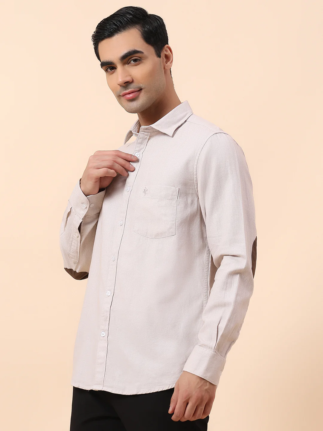 Casual Shirt for Men | Breathable & Soft with Color Fastness Slim Fit Spread Collar Cotton Fabric Self Design Pattern - Image 5