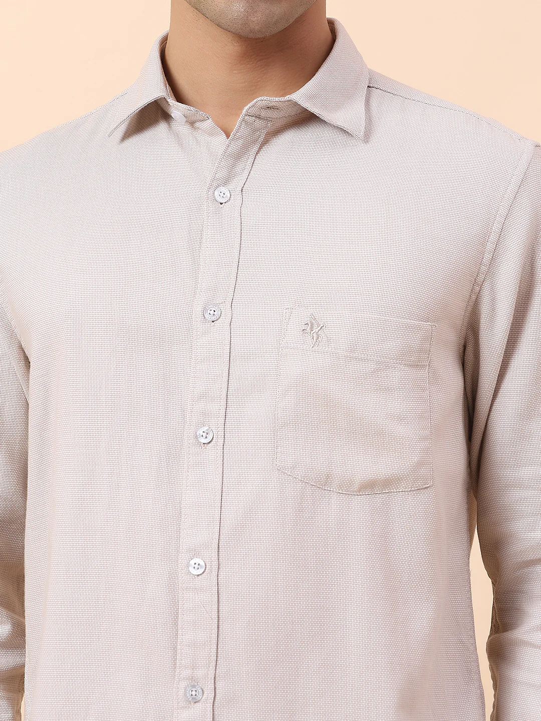 Casual Shirt for Men | Breathable & Soft with Color Fastness Slim Fit Spread Collar Cotton Fabric Self Design Pattern - Image 8
