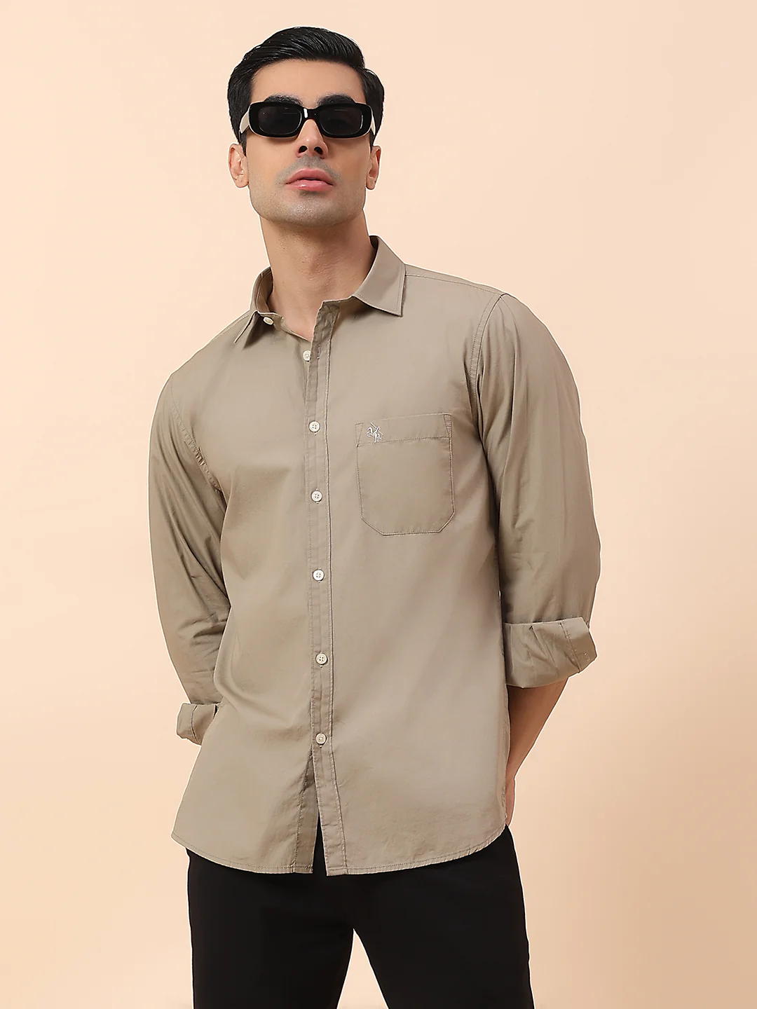 Casual Shirt for Men | Breathable & Soft with Color Fastness Slim Fit Spread Collar Cotton Fabric Solid Pattern - Image 2