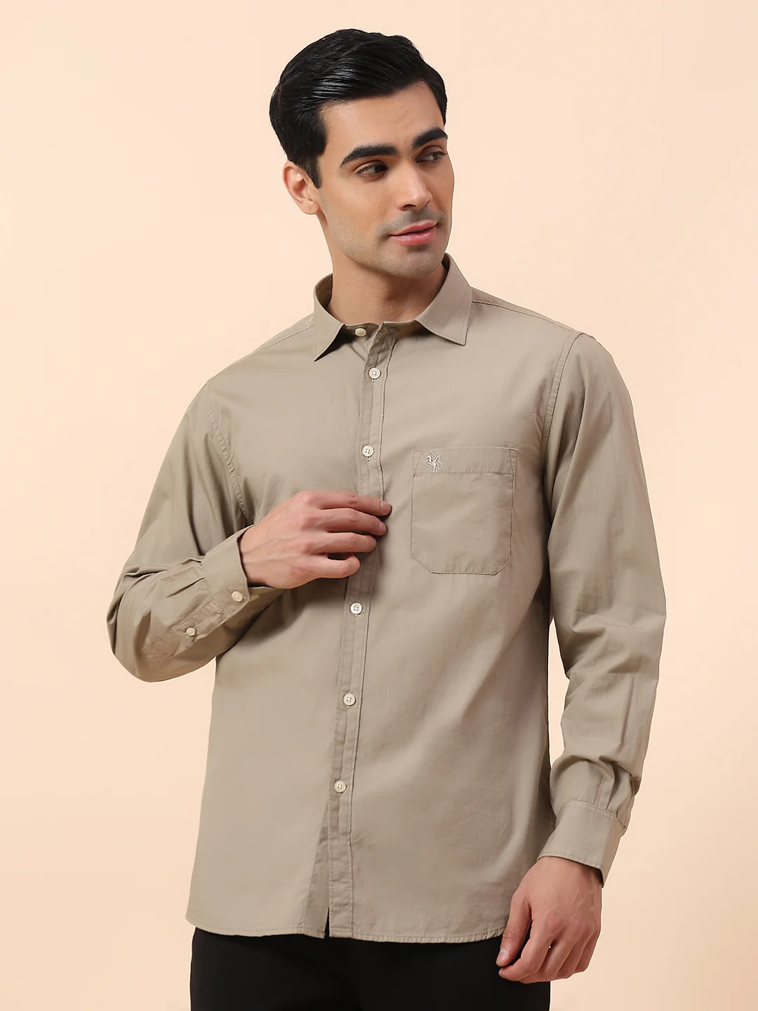Casual Shirt for Men | Breathable & Soft with Color Fastness Slim Fit Spread Collar Cotton Fabric Solid Pattern - Image 3