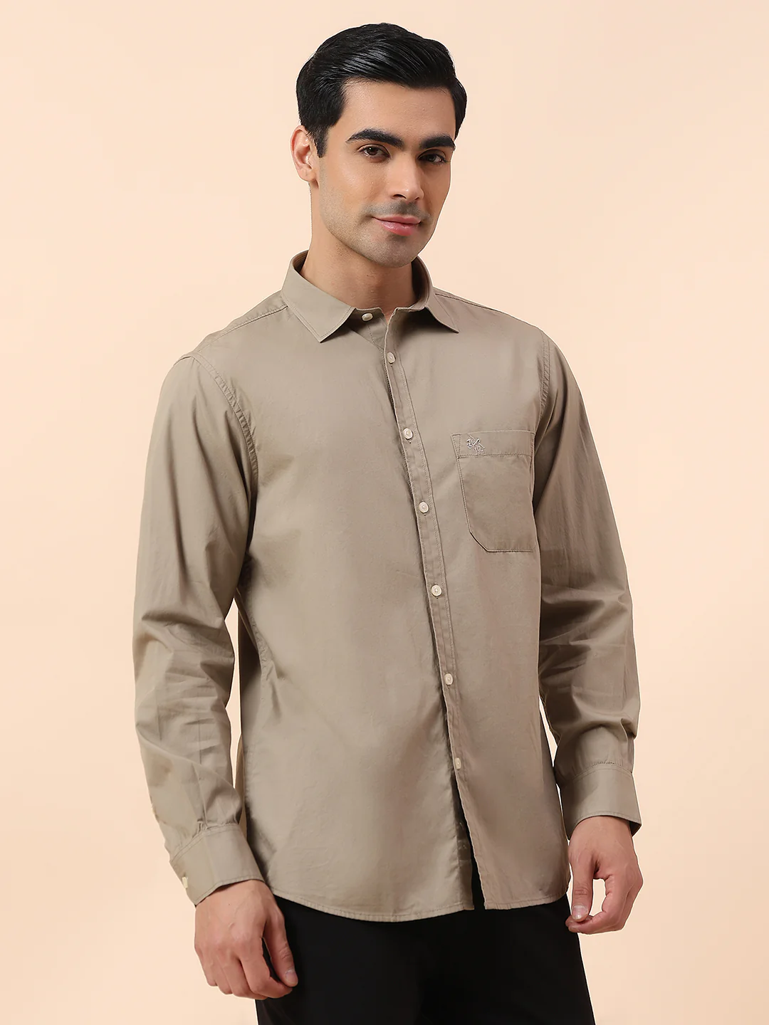 Casual Shirt for Men | Breathable & Soft with Color Fastness Slim Fit Spread Collar Cotton Fabric Solid Pattern - Image 5