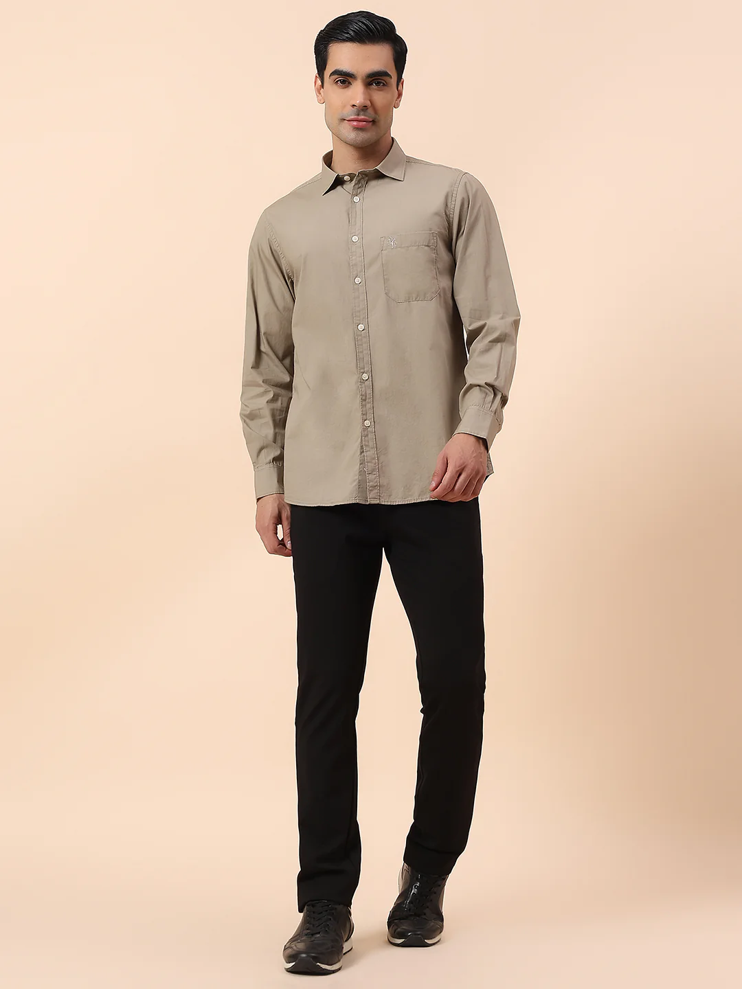 Casual Shirt for Men | Breathable & Soft with Color Fastness Slim Fit Spread Collar Cotton Fabric Solid Pattern - Image 8