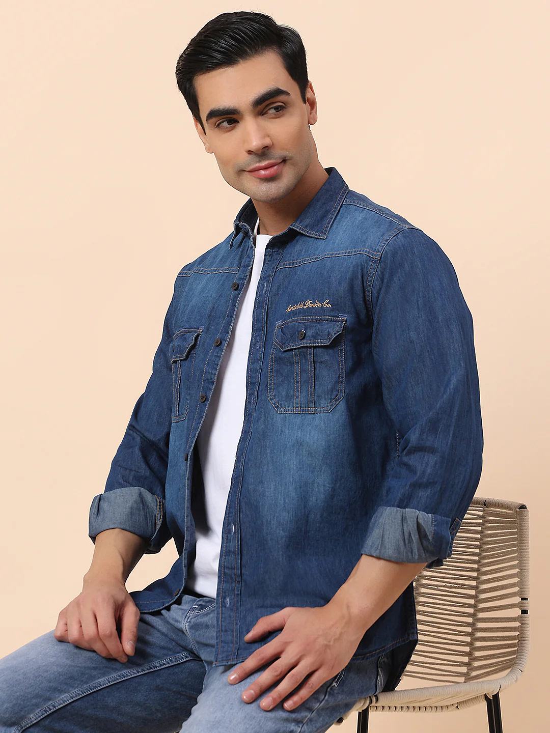 Casual Shirt for Men | Breathable & Soft with Color Fastness Slim Fit Spread Collar Cotton Fabric Solid Pattern - Image 2