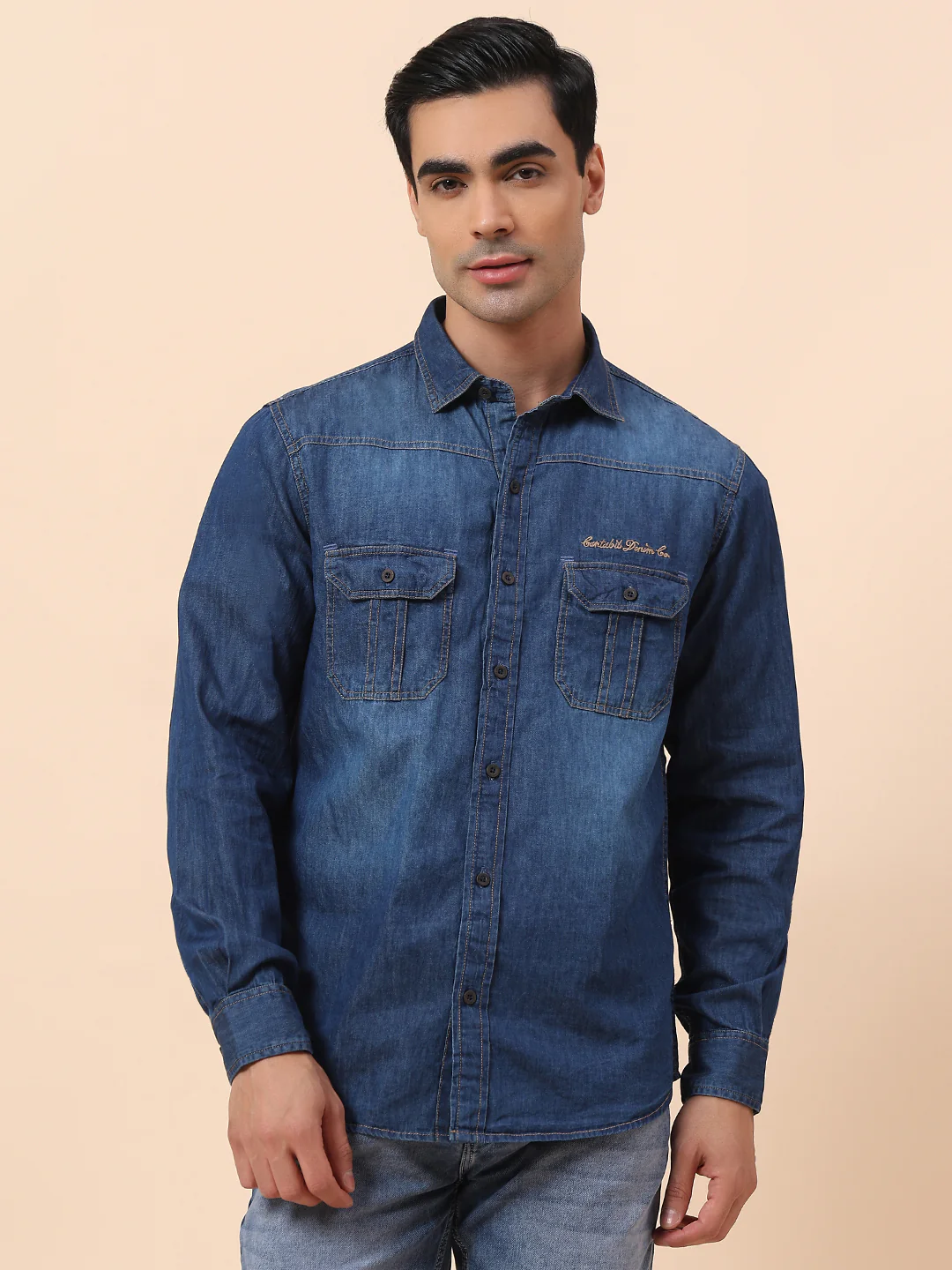 Casual Shirt for Men | Breathable & Soft with Color Fastness Slim Fit Spread Collar Cotton Fabric Solid Pattern - Image 3