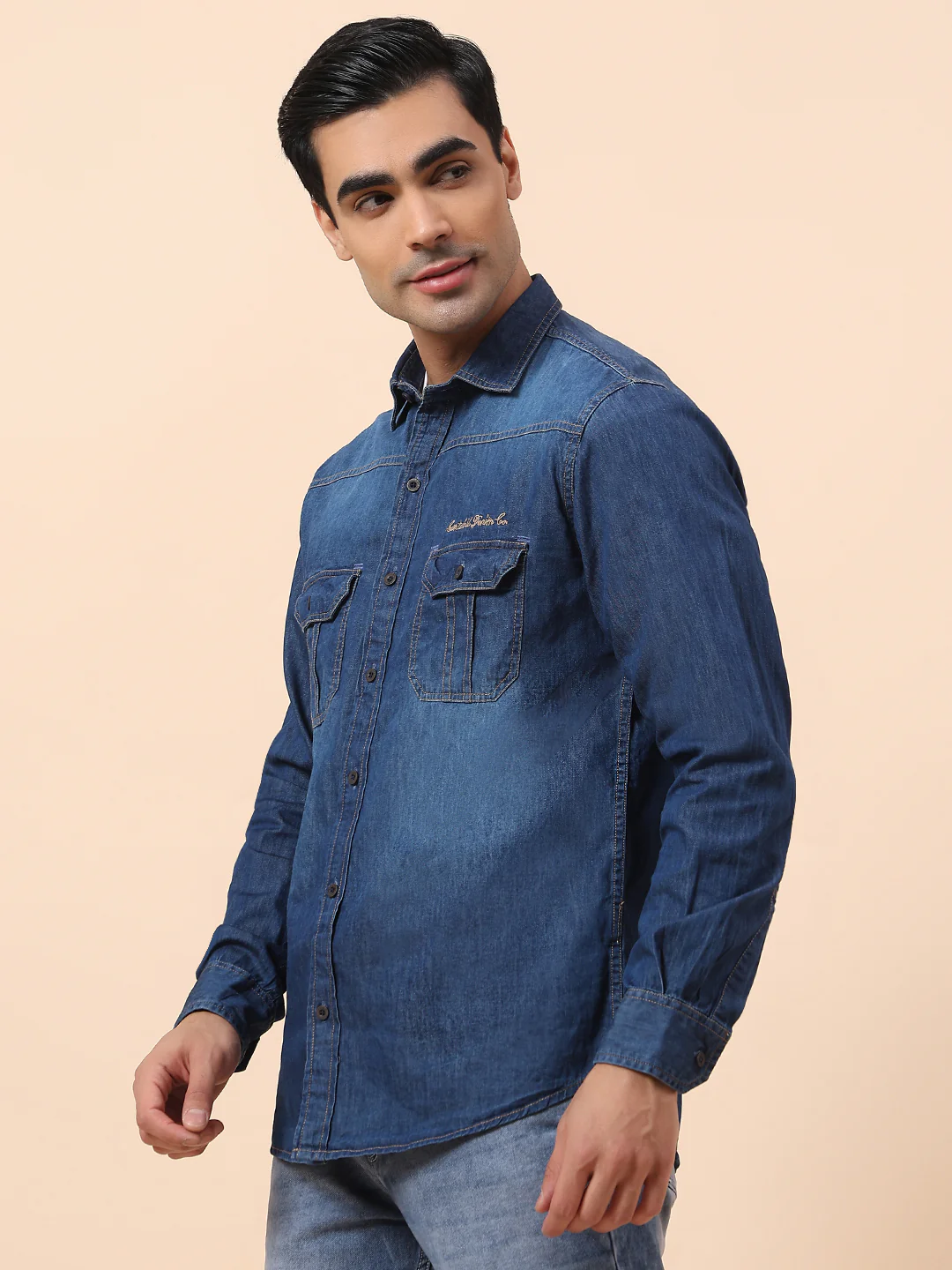 Casual Shirt for Men | Breathable & Soft with Color Fastness Slim Fit Spread Collar Cotton Fabric Solid Pattern - Image 4