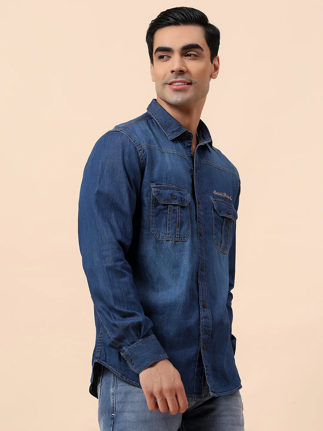 Casual Shirt for Men | Breathable & Soft with Color Fastness Slim Fit Spread Collar Cotton Fabric Solid Pattern - Image 5
