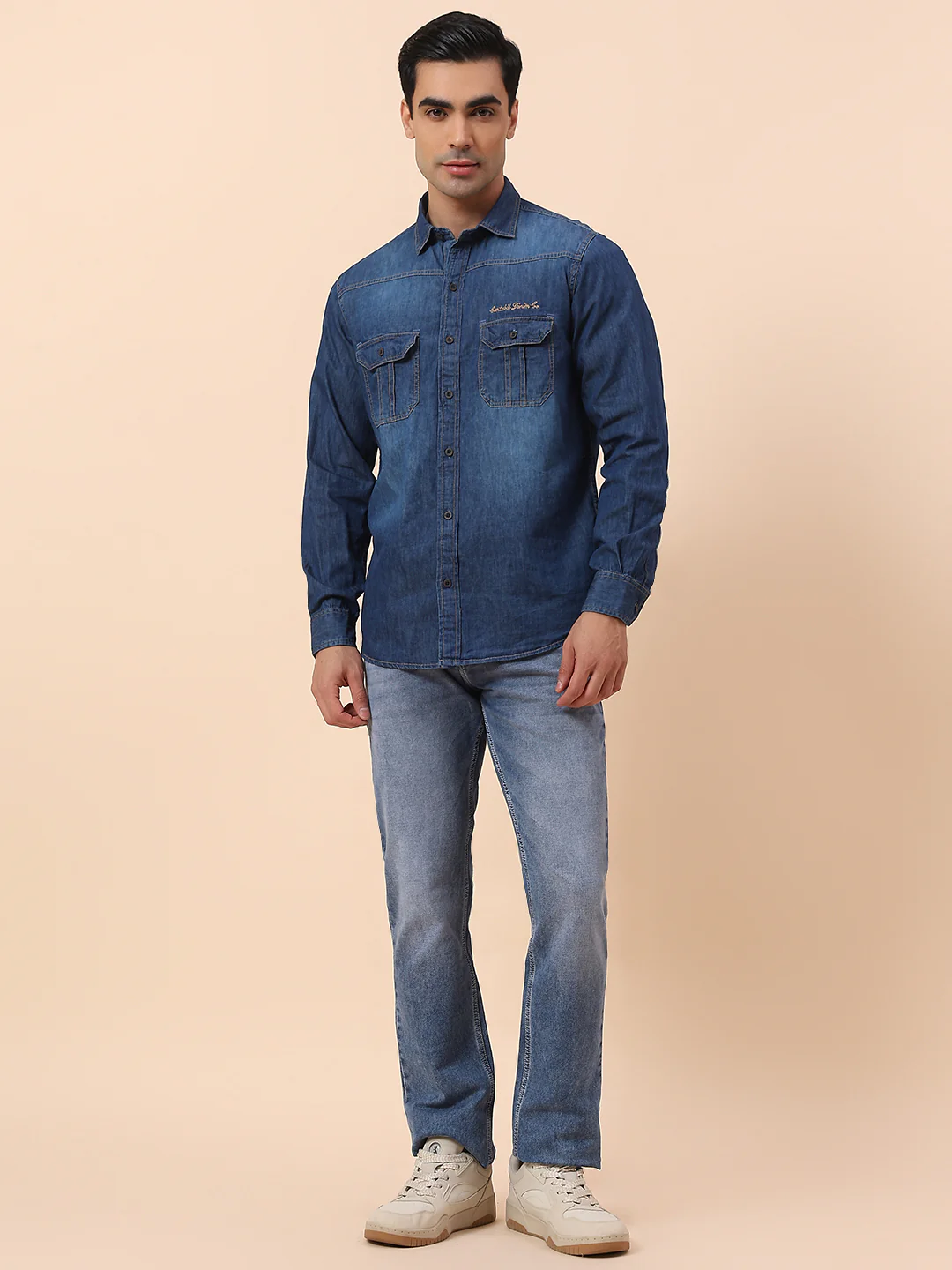Casual Shirt for Men | Breathable & Soft with Color Fastness Slim Fit Spread Collar Cotton Fabric Solid Pattern - Image 8