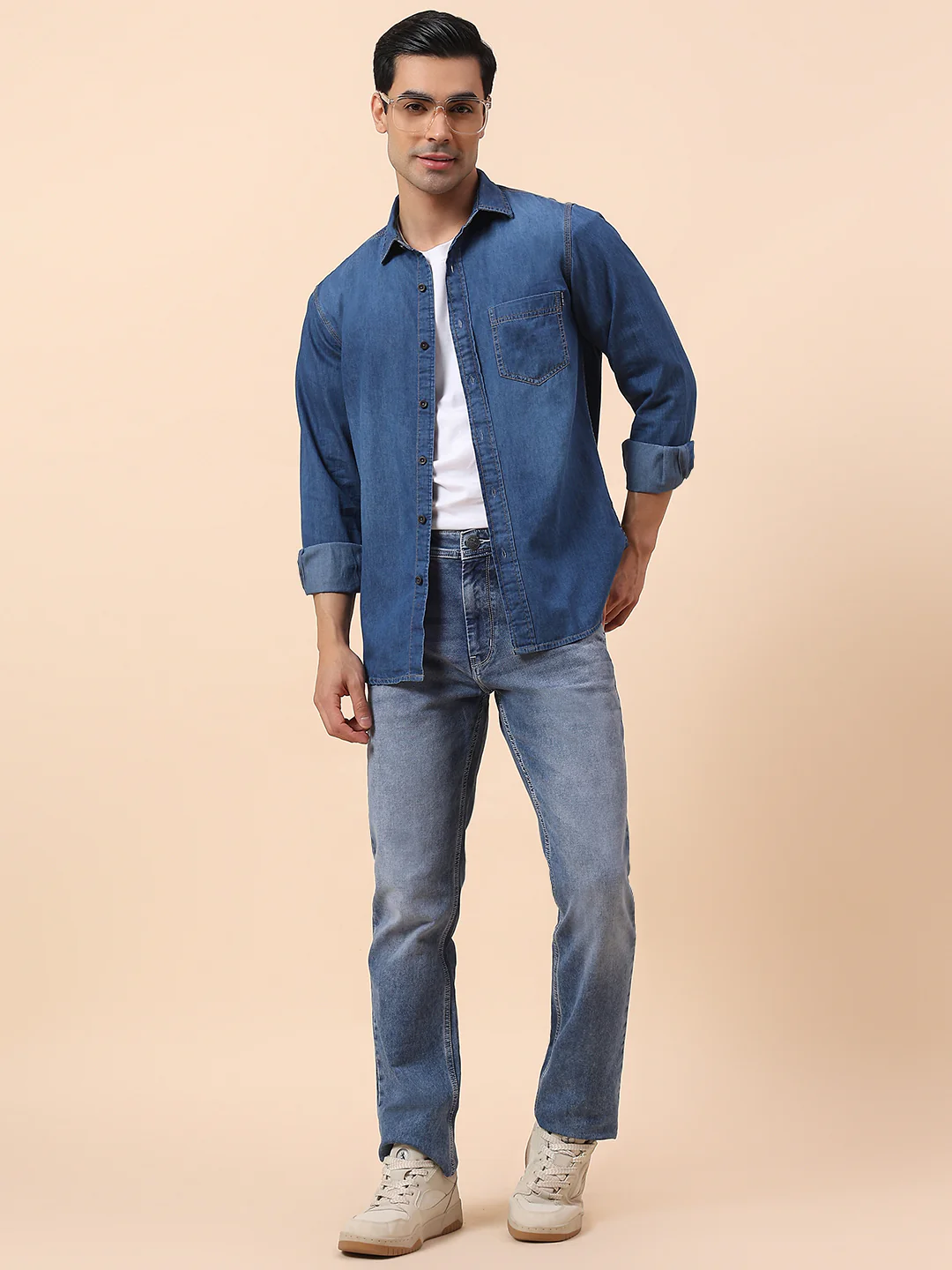 Casual Shirt for Men | Breathable & Soft with Color Fastness Slim Fit Spread Collar Cotton Fabric Solid Pattern - Image 2
